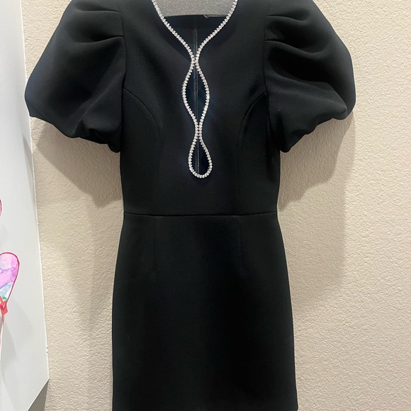 Rebeccca Vallance Estella Black Puff Sleeve Mini Dress - Picture 1 of 6